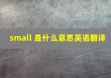 small 是什么意思英语翻译